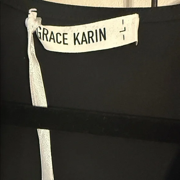 Grace Karin Black Dressy Blouse Size L - Picture 2 of 6